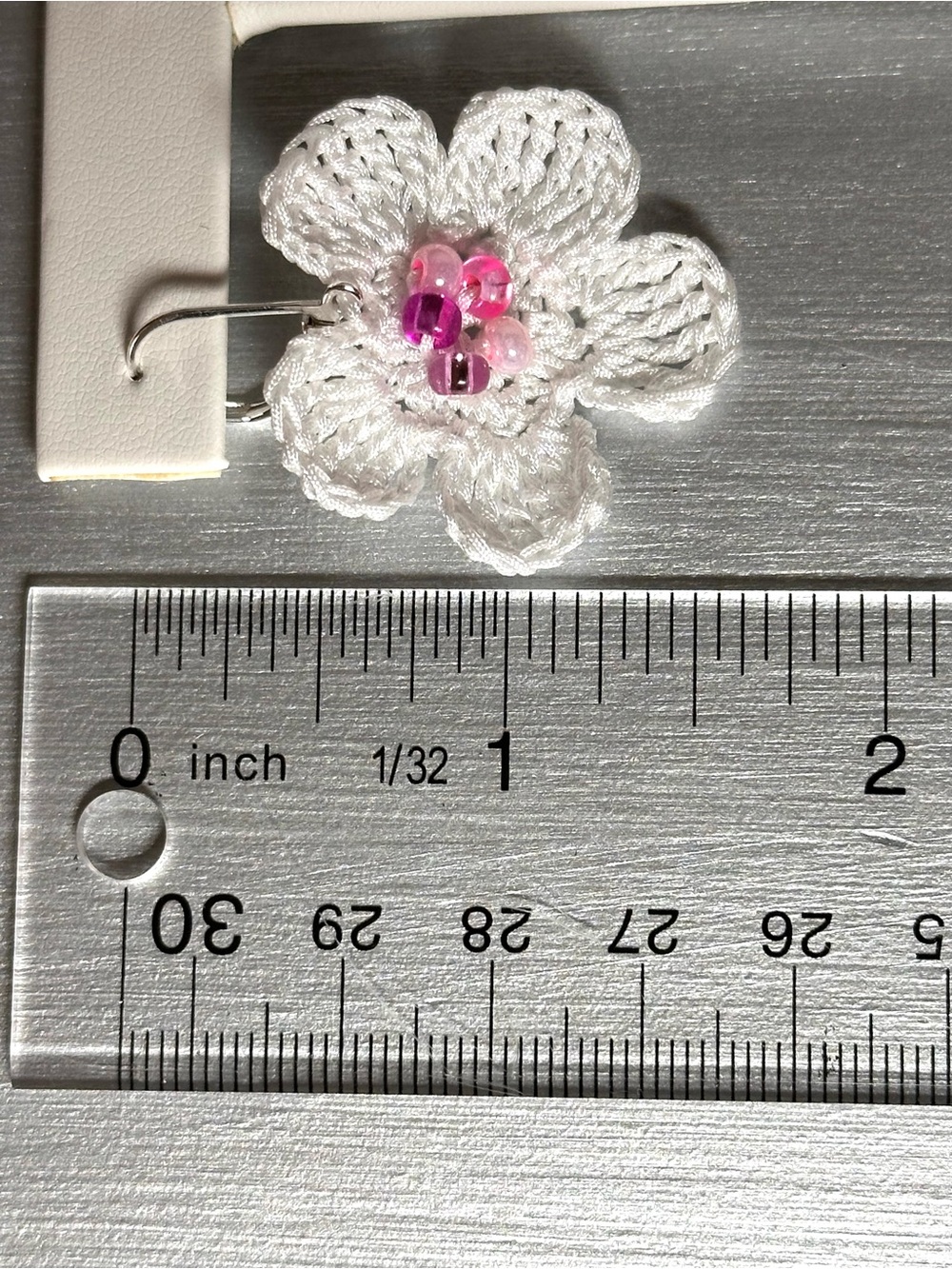 Handmade Crochet Floral Earrings - Picture 2 of 2